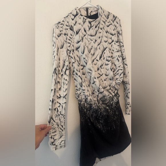 Helmut Lang Abstract Print Dress Mock Neck Cocktail Evening Size Small - Picture 3 of 11